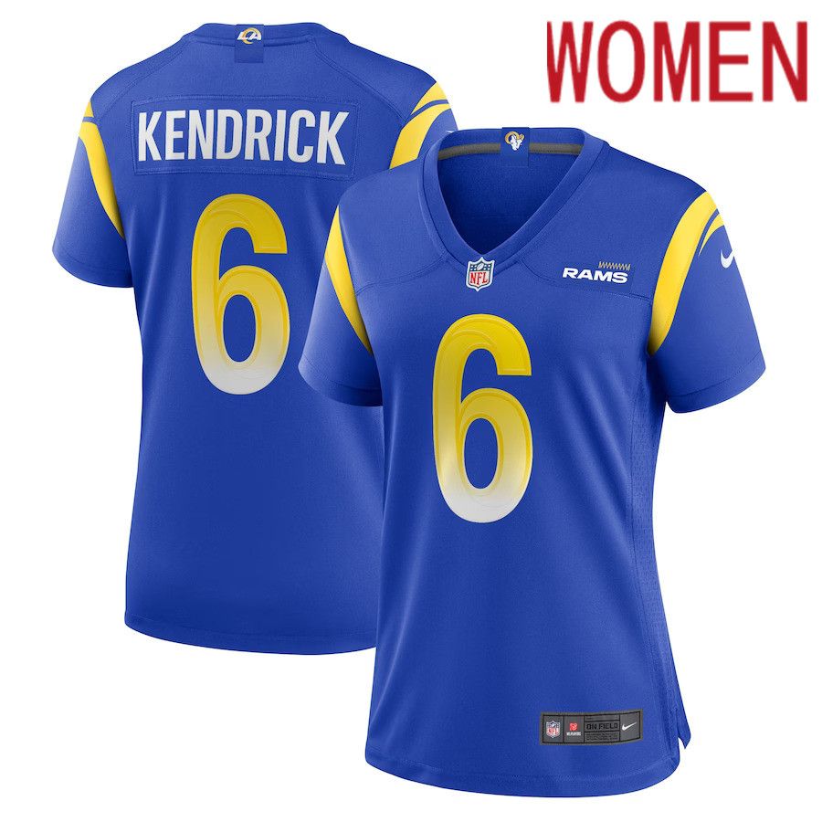 Women Los Angeles Rams 6 Derion Kendrick Nike Royal Game Player NFL Jersey